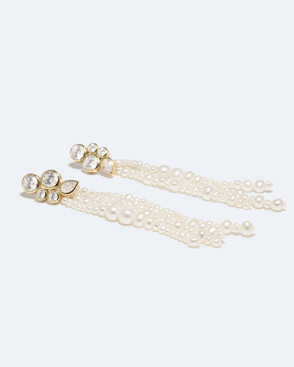 Les possibilités sont infinies – Boucles d'oreilles en Vermeil d'Or Recyclé, Perles et Zirconia