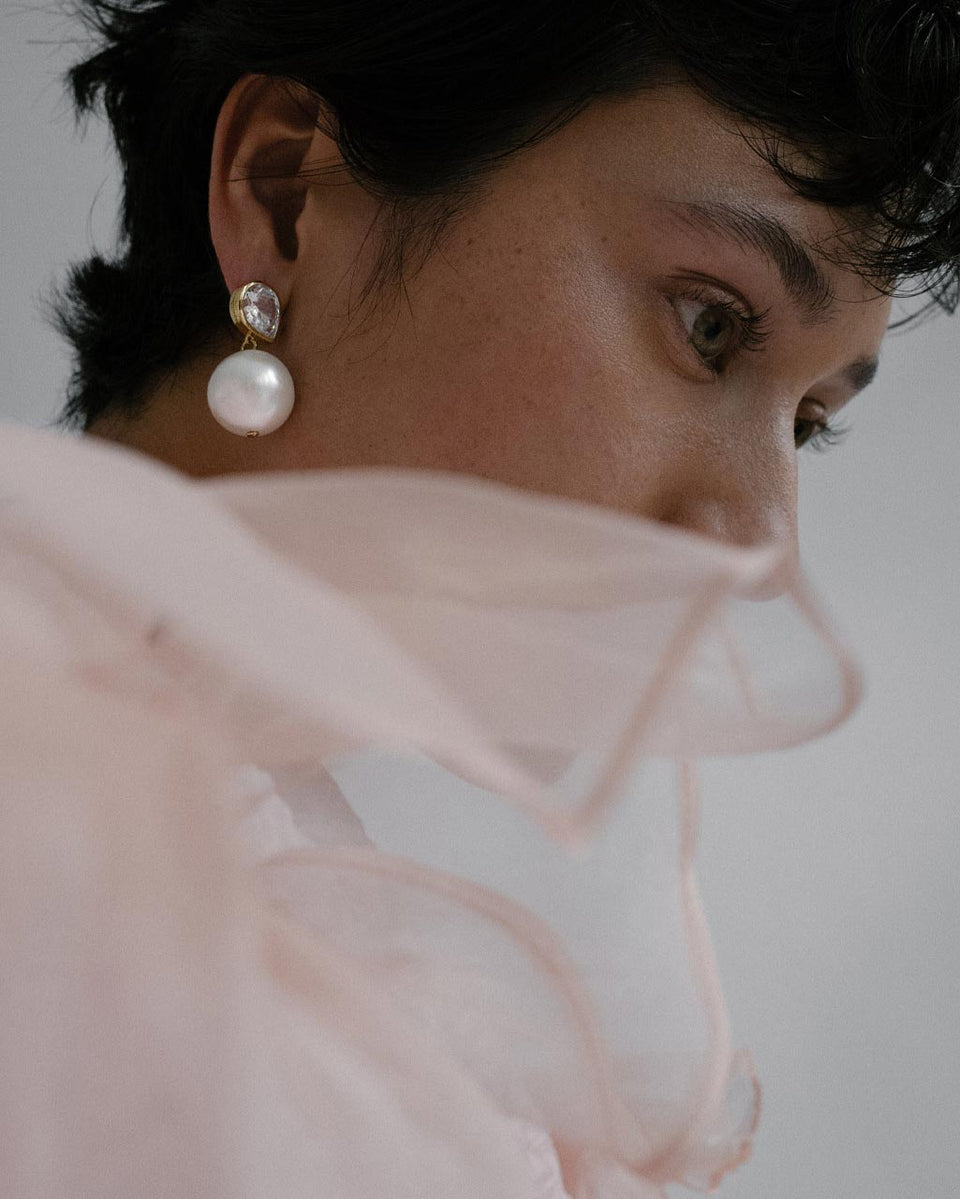 The Temporal Anomaly - Pearl and Zirconia Gold Vermeil Earrings
