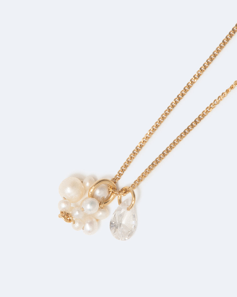 The Weight of Magical Thinking - Pearl and Zirconia Recycled Gold Vermeil Pendant
