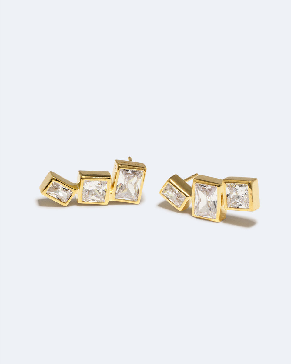 How to Get a Low Score at Tetris - Zirconia and Recycled Gold Vermeil Earrings