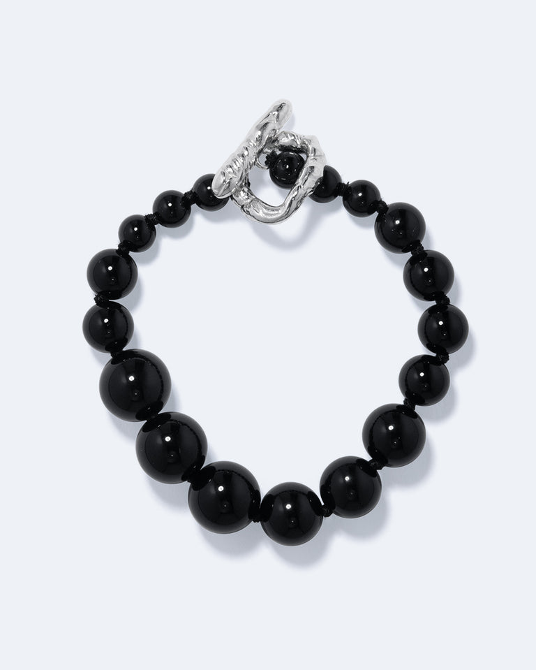 Knee‐Deep In A Bog in North Yorkshire - Black Onyx and Recycled Silver Bracelet