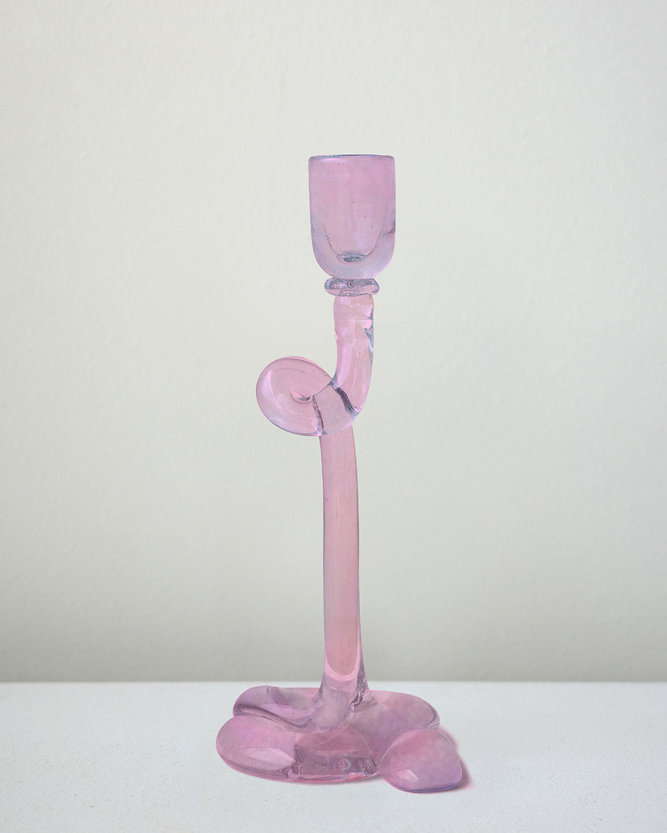Thaw - Recycled Glass Candlestick in Pink