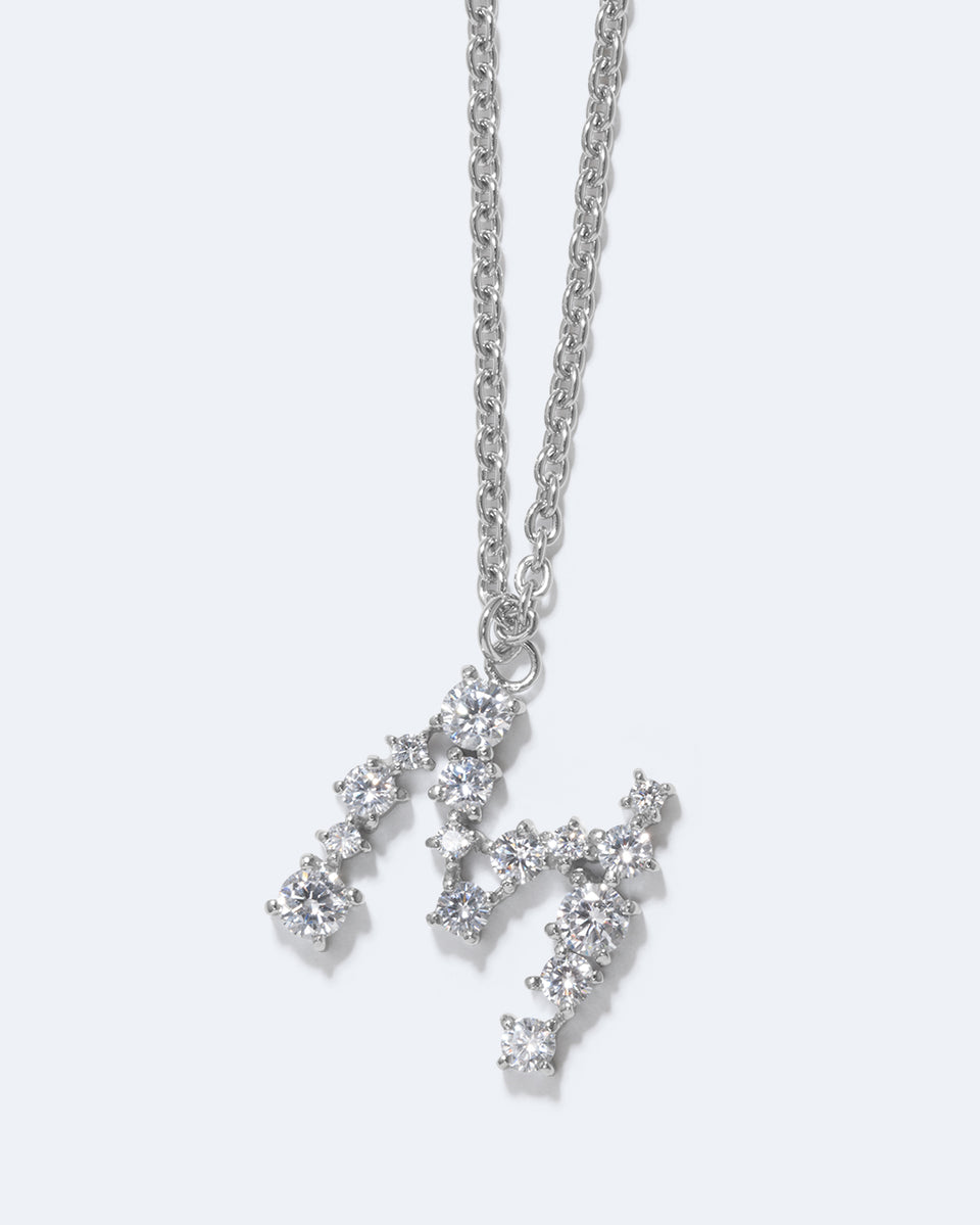 Glitchy M - Cubic Zirconia and Rhodium Plated Pendant