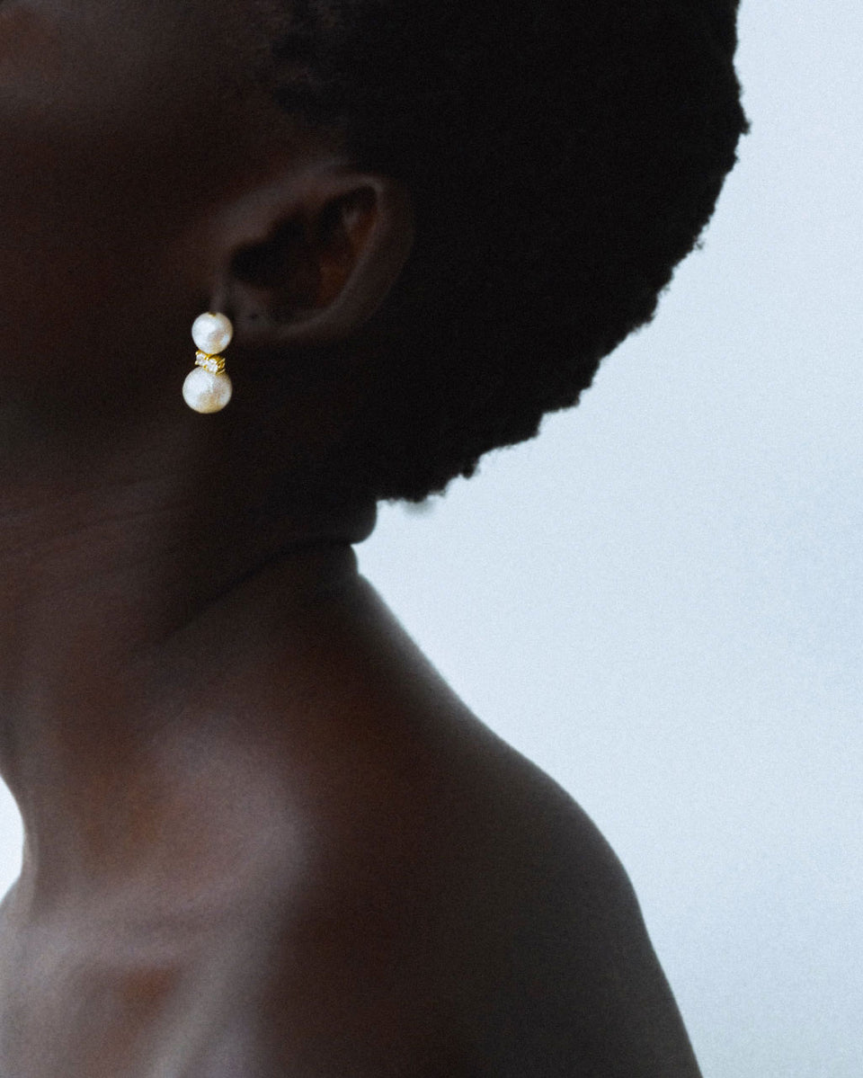 P236 - Boucles d'oreilles en Vermeil Or Recyclé Perle et Zircone