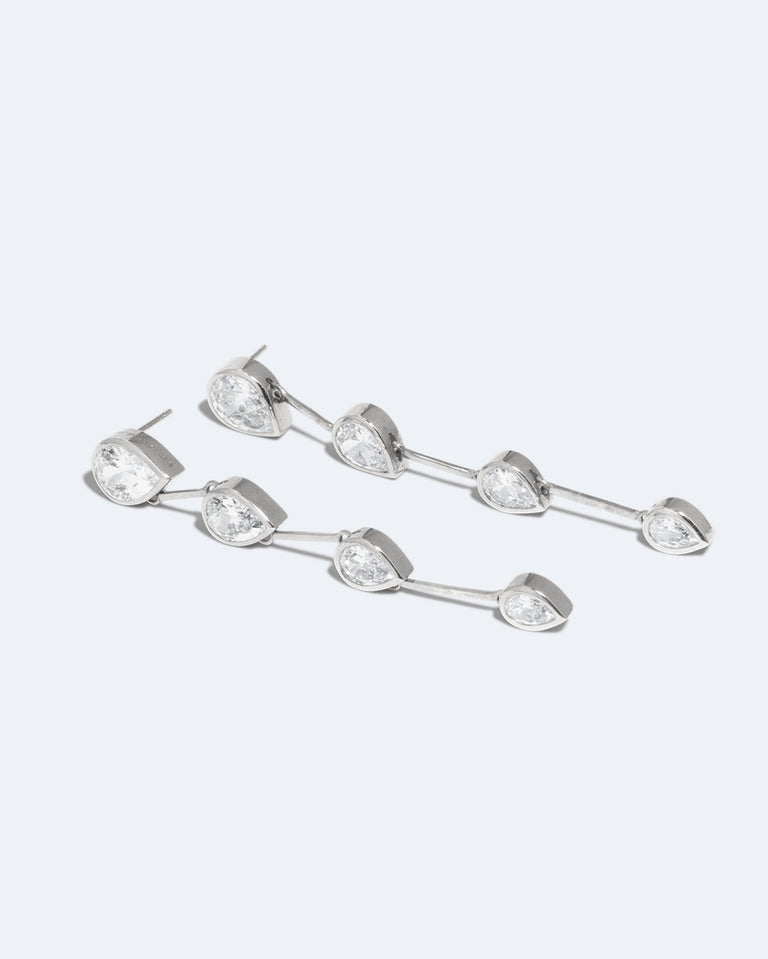 Against The Current - Zirconia and Recycled Silver Earrings