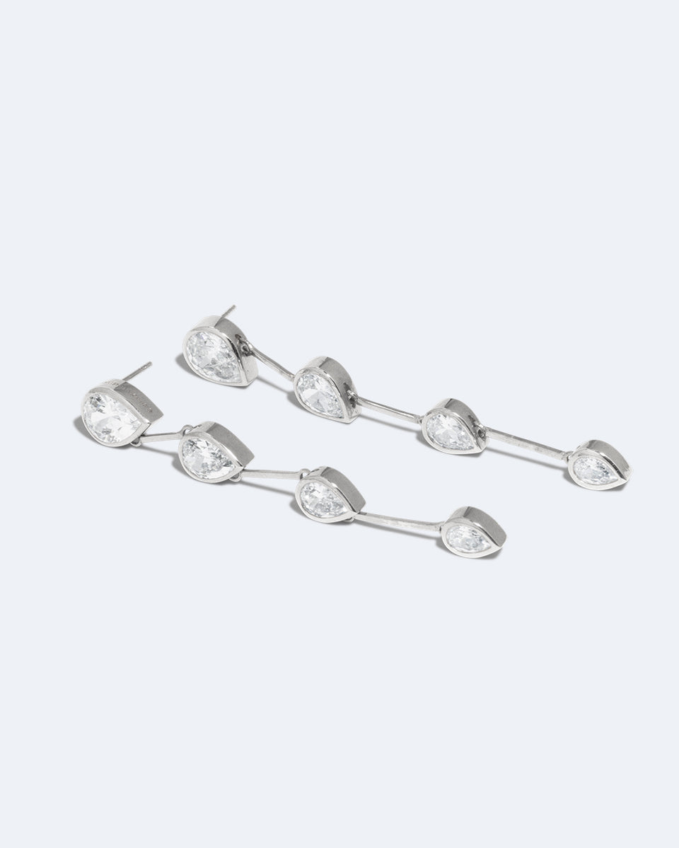 Against The Current - Zirconia and Recycled Silver Earrings
