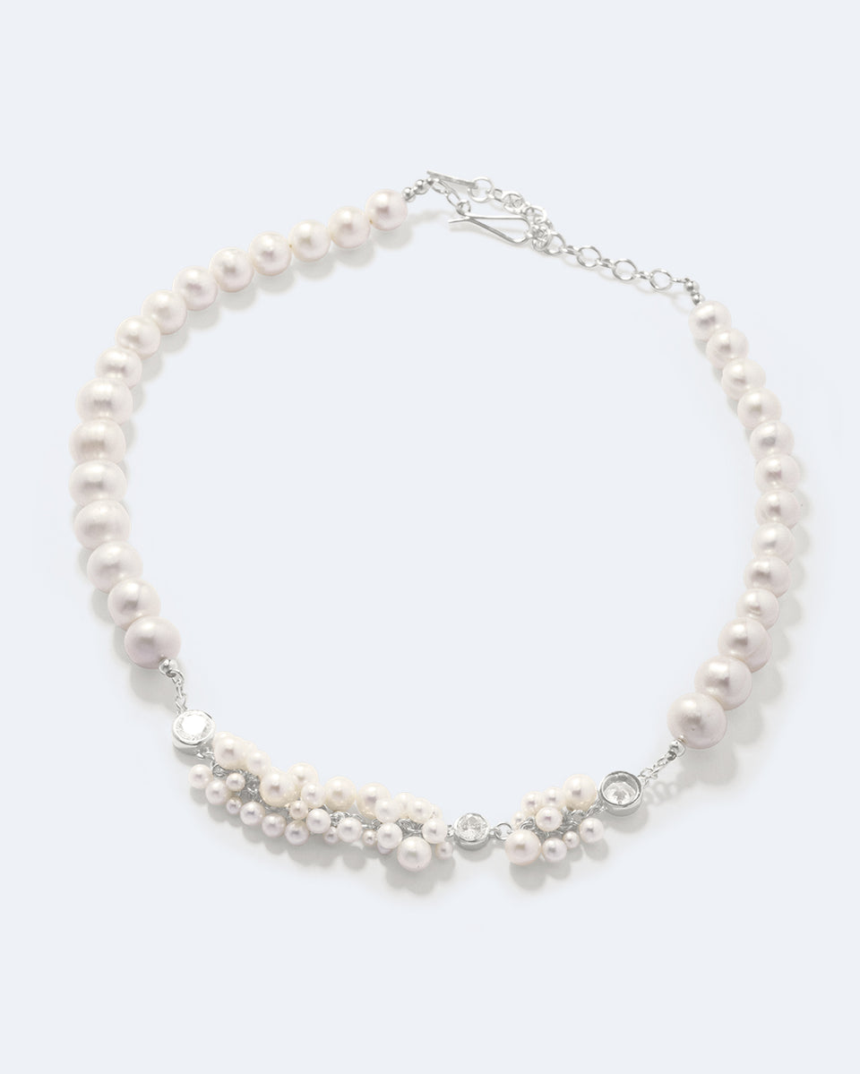 L'Alchimie du Temps - Collier en Argent Recyclé Perle et Zircone