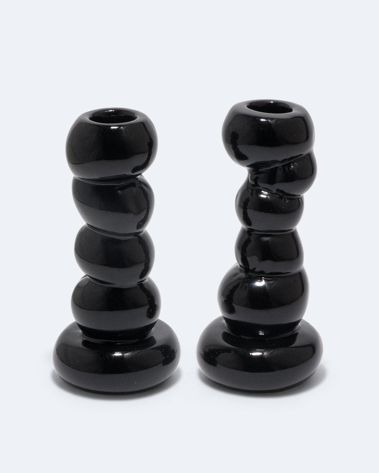Misfits - Set of 2 Candlesticks in Gloss Black