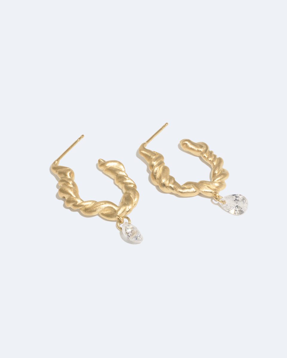 Le temps n'est pas une illusion - Boucles d'oreilles en oxyde de zirconium et vermeil