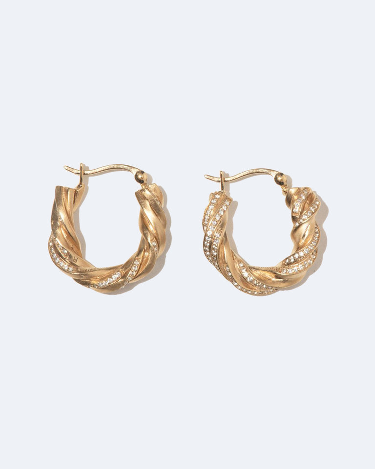 Deep State - White Topaz and Gold Vermeil Hoop Earrings