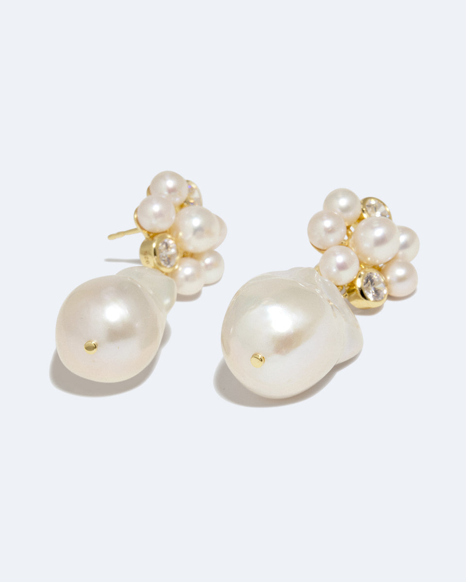 Lightdrops - Pearl and Zirconia Recycled Gold Vermeil Earrings