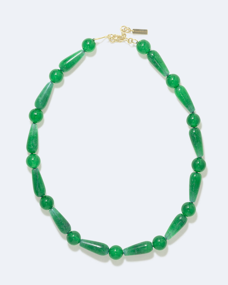 The Depths of Time - Green Chalcedony and Recycled Gold Vermeil Necklace