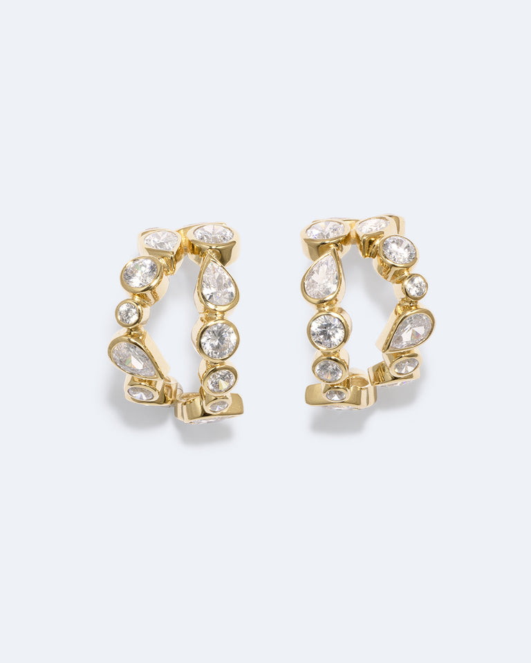 Comme deux gouttes d'eau IV – Boucles d'oreilles en oxyde de zirconium et vermeil