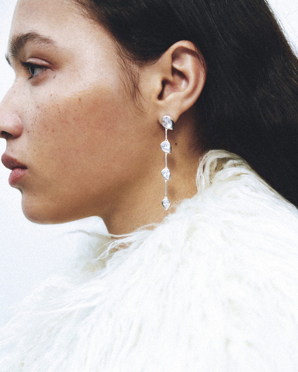 Against The Current - Zirconia and Recycled Silver Earrings