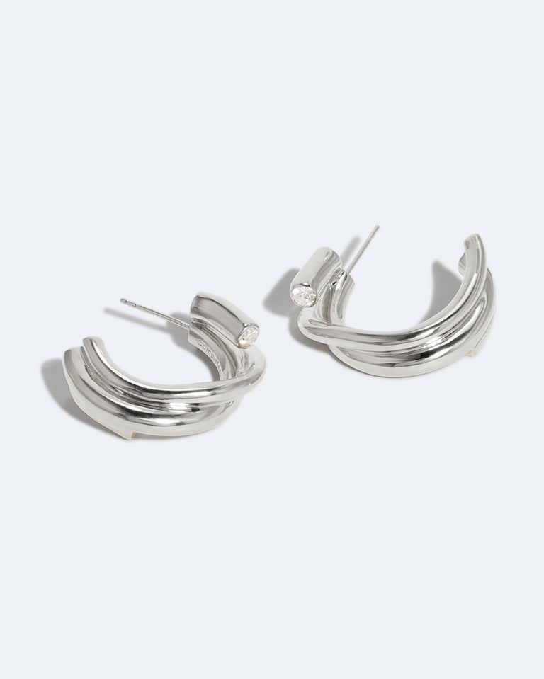 R2201 - Boucles d'oreilles en oxyde de zirconium et argent recyclé