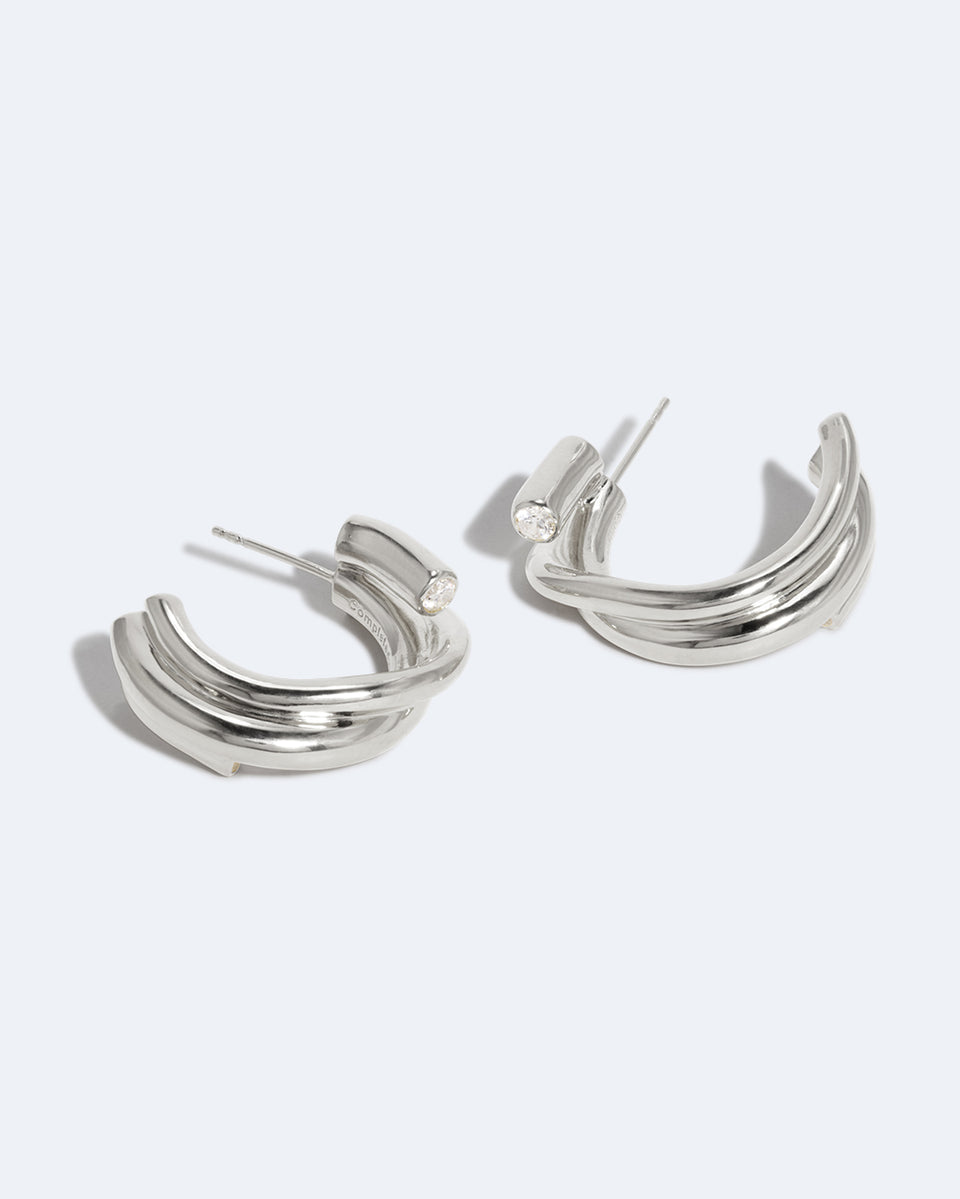 R2201 - Boucles d'oreilles en oxyde de zirconium et argent recyclé