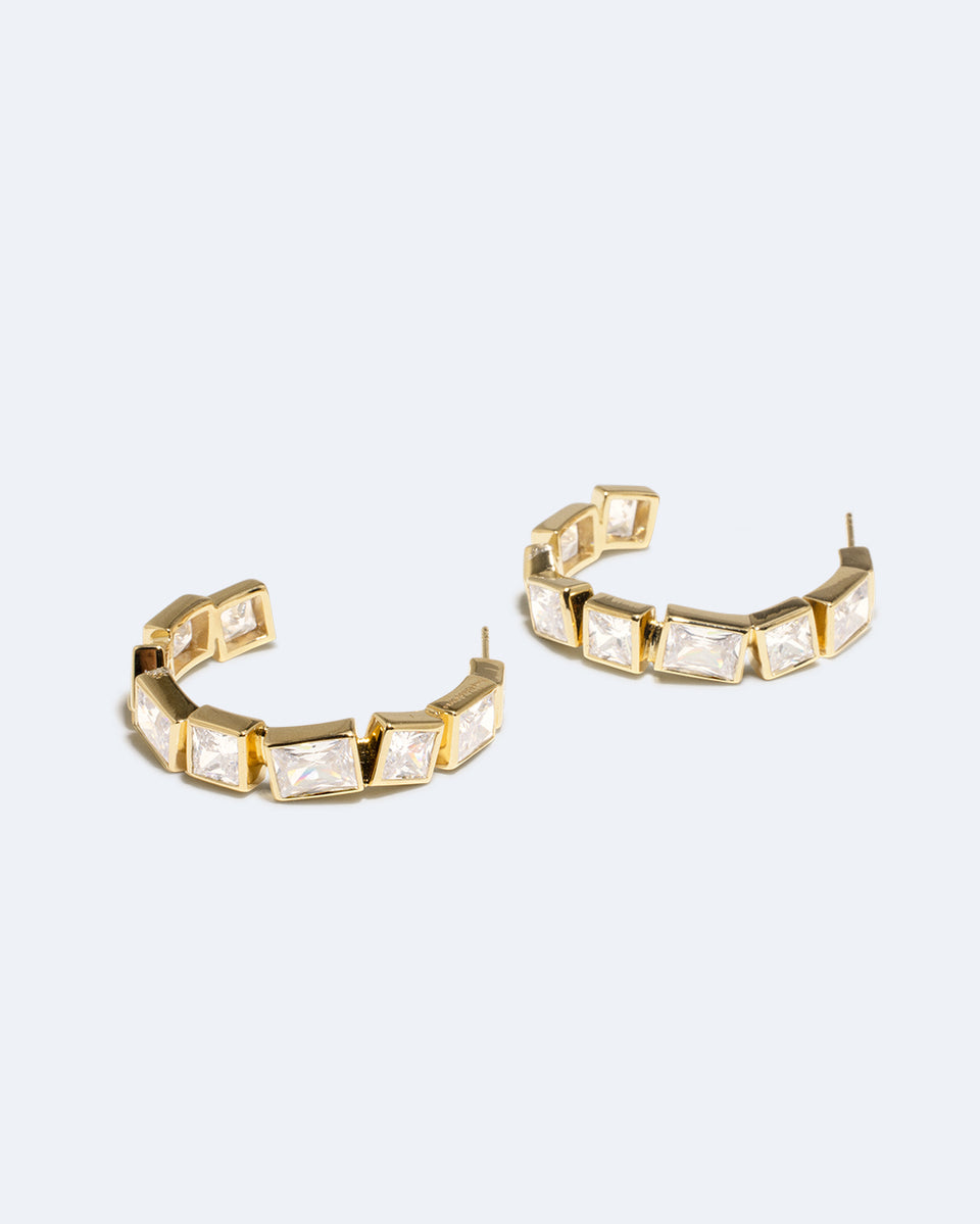 Spiky Personality - Zirconia and Recycled Gold Vermeil Earrings
