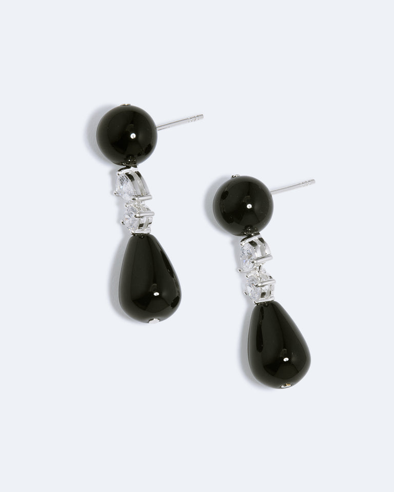 Tarn - Boucles d'oreilles en argent recyclé avec onyx noir et oxydes de zirconium