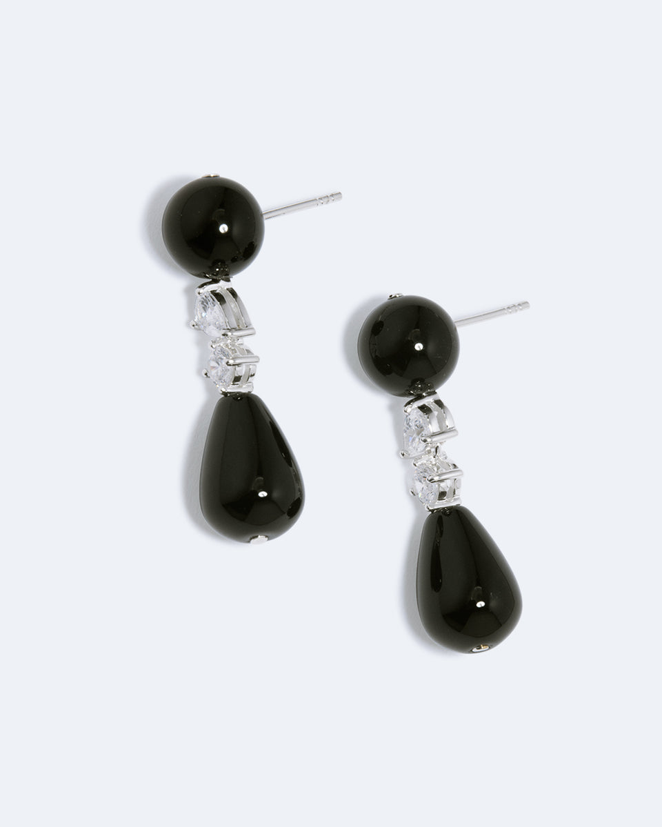 Tarn - Boucles d'oreilles en argent recyclé avec onyx noir et oxydes de zirconium