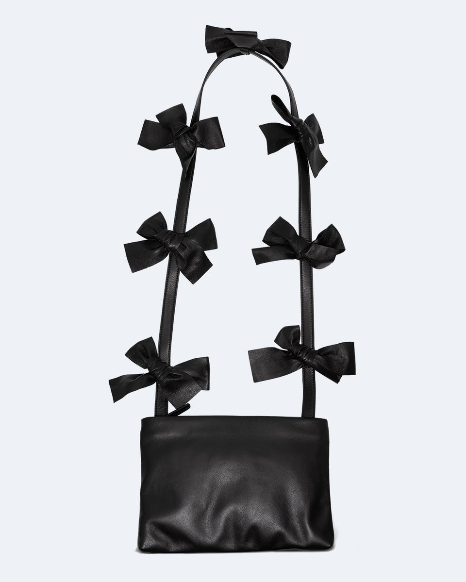 The Bows II - Black Crossbody Shoulder Bag w/Bows
