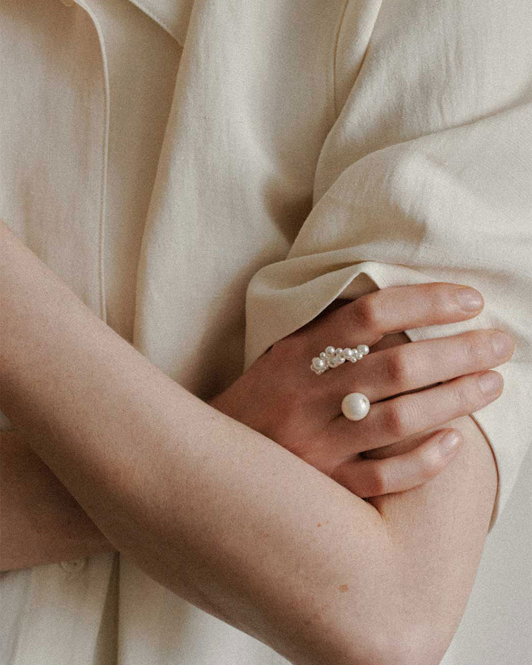 Parler aux Pingouins - Bague en Nacre et Vermeil Or