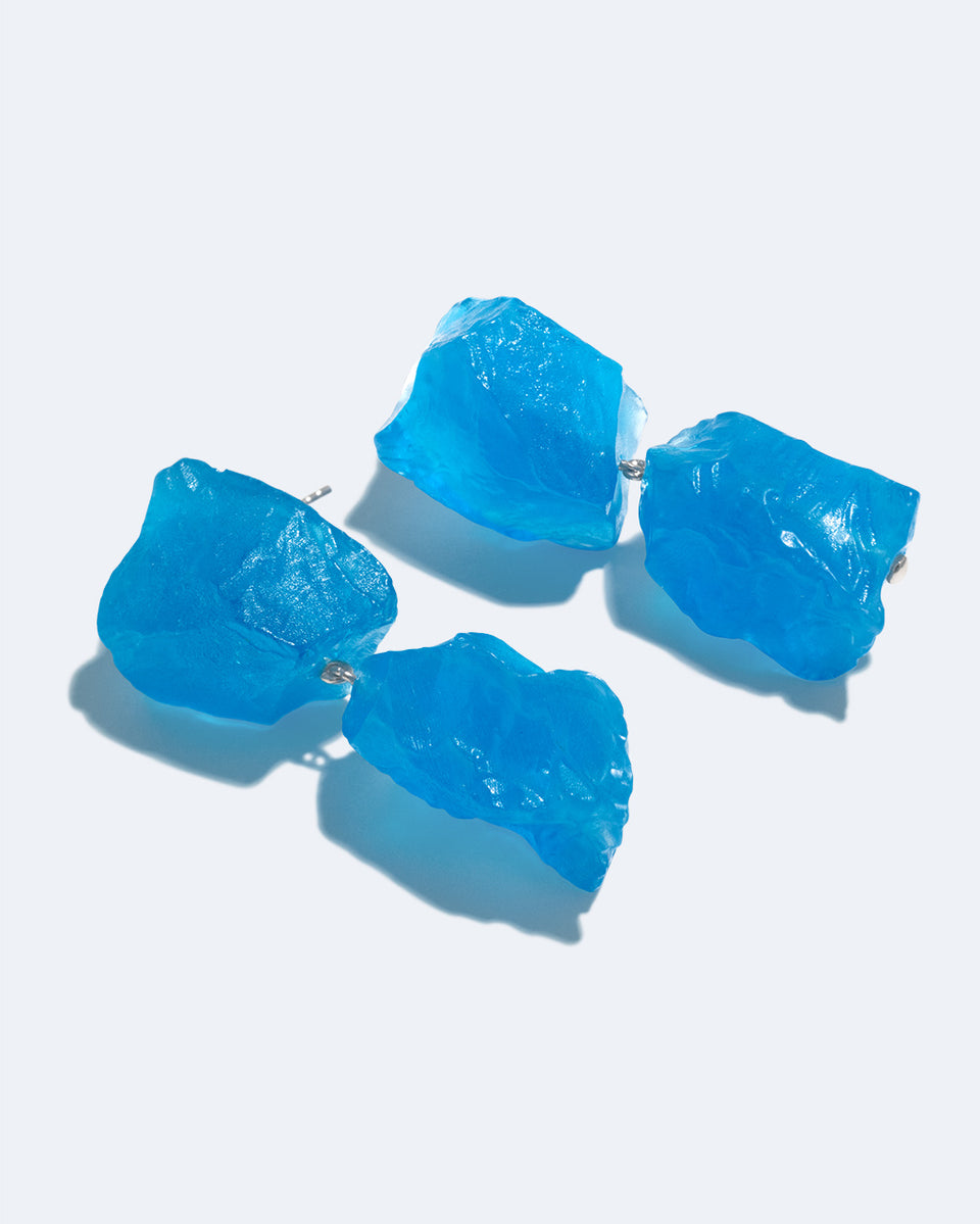 The Iceberg's Other Half - Blue Resin and Recycled Silver Earrings