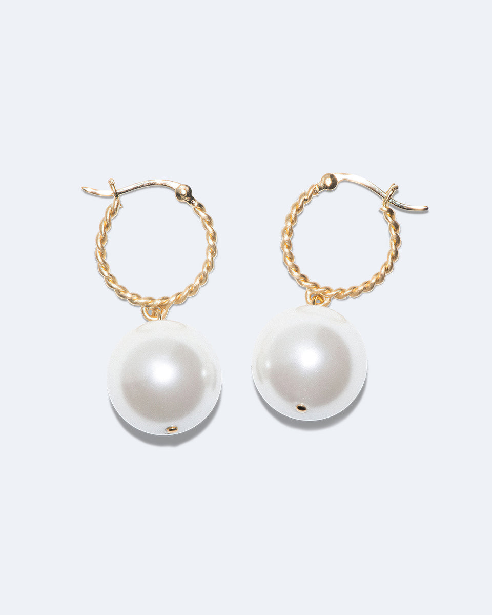 Granny Smith - Boucles d'oreilles en nacre et vermeil d'or recyclé