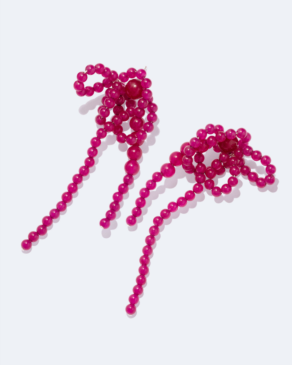 Fils suspendus - Boucles d'oreilles en calcédoine et argent recyclé