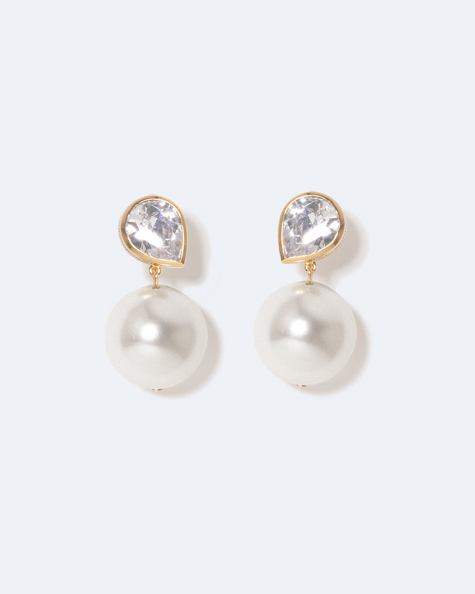 The Temporal Anomaly - Pearl and Zirconia Gold Vermeil Earrings