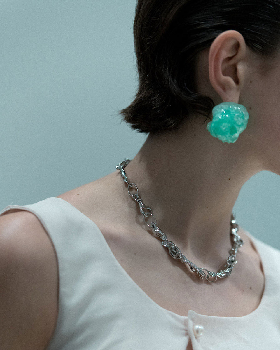 Padding - Green Bio Resin Bubble Wrap and Gold Vermeil Earrings
