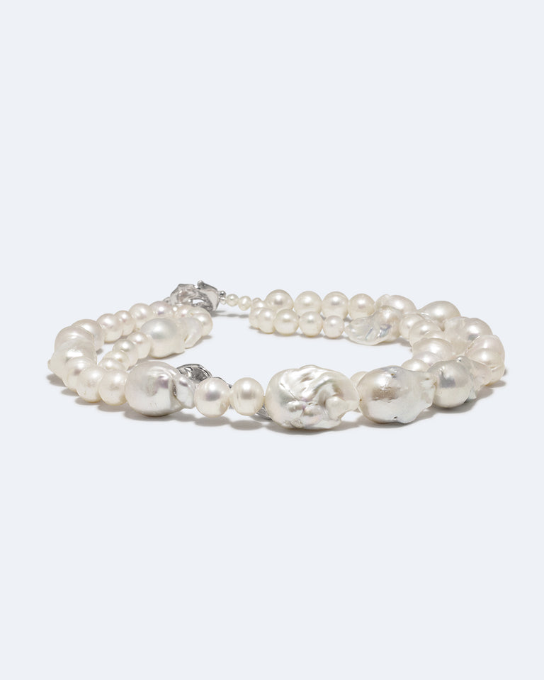 Foraging - Pearl and Recycled Silver Necklace