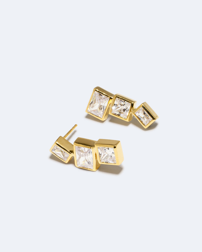 How to Get a Low Score at Tetris - Zirconia and Recycled Gold Vermeil Earrings