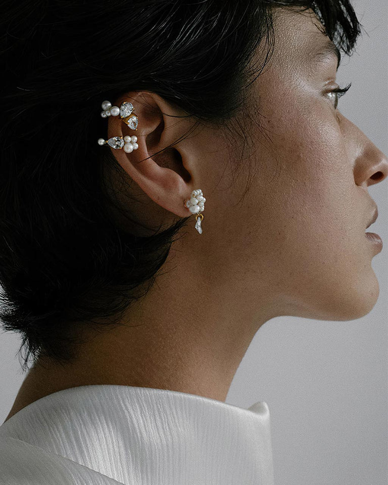Chasing Shadows III - Pearl and Zirconia Gold Vermeil Ear Cuff