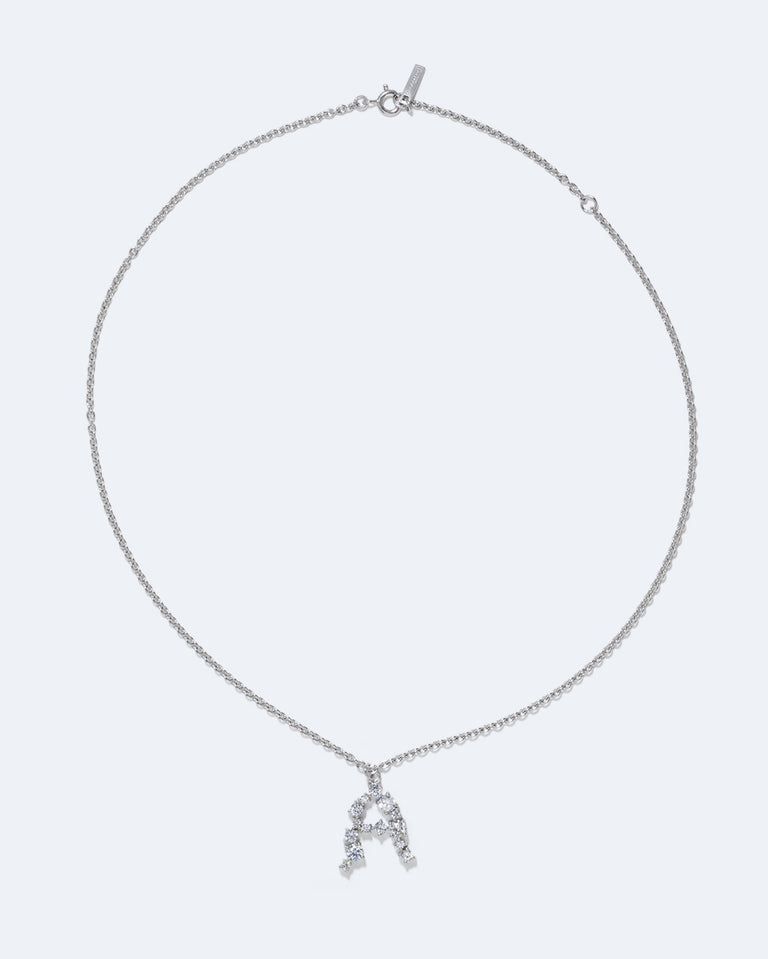 Pendentif Glitchy A en oxyde de zirconium et plaqué rhodium