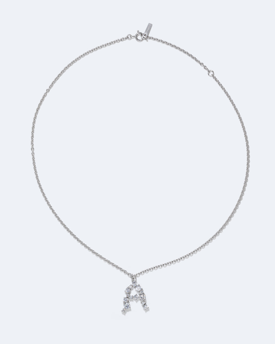 Pendentif Glitchy A en oxyde de zirconium et plaqué rhodium
