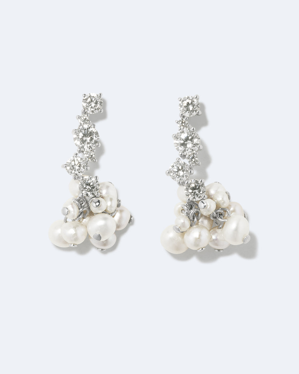 A Slow Unravelling - Pearl and Zirconia Recycled Silver Earrings