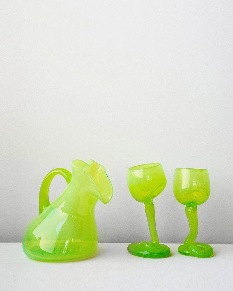 Thaw - Large Recycled Glass Jug in Acid Green