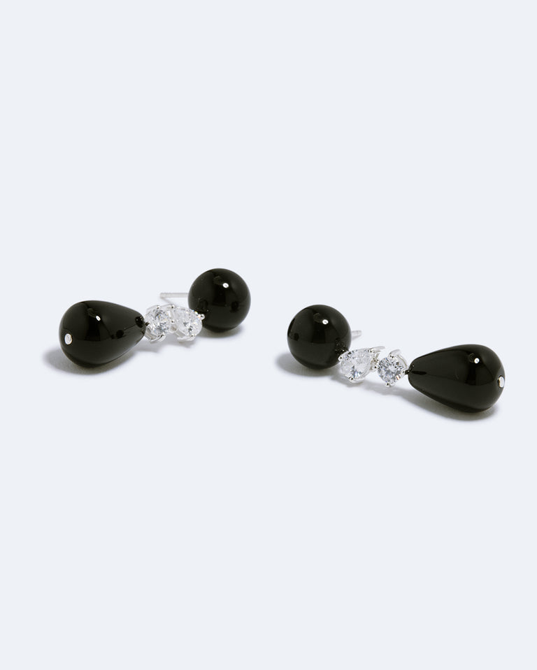 Tarn - Boucles d'oreilles en argent recyclé avec onyx noir et oxydes de zirconium