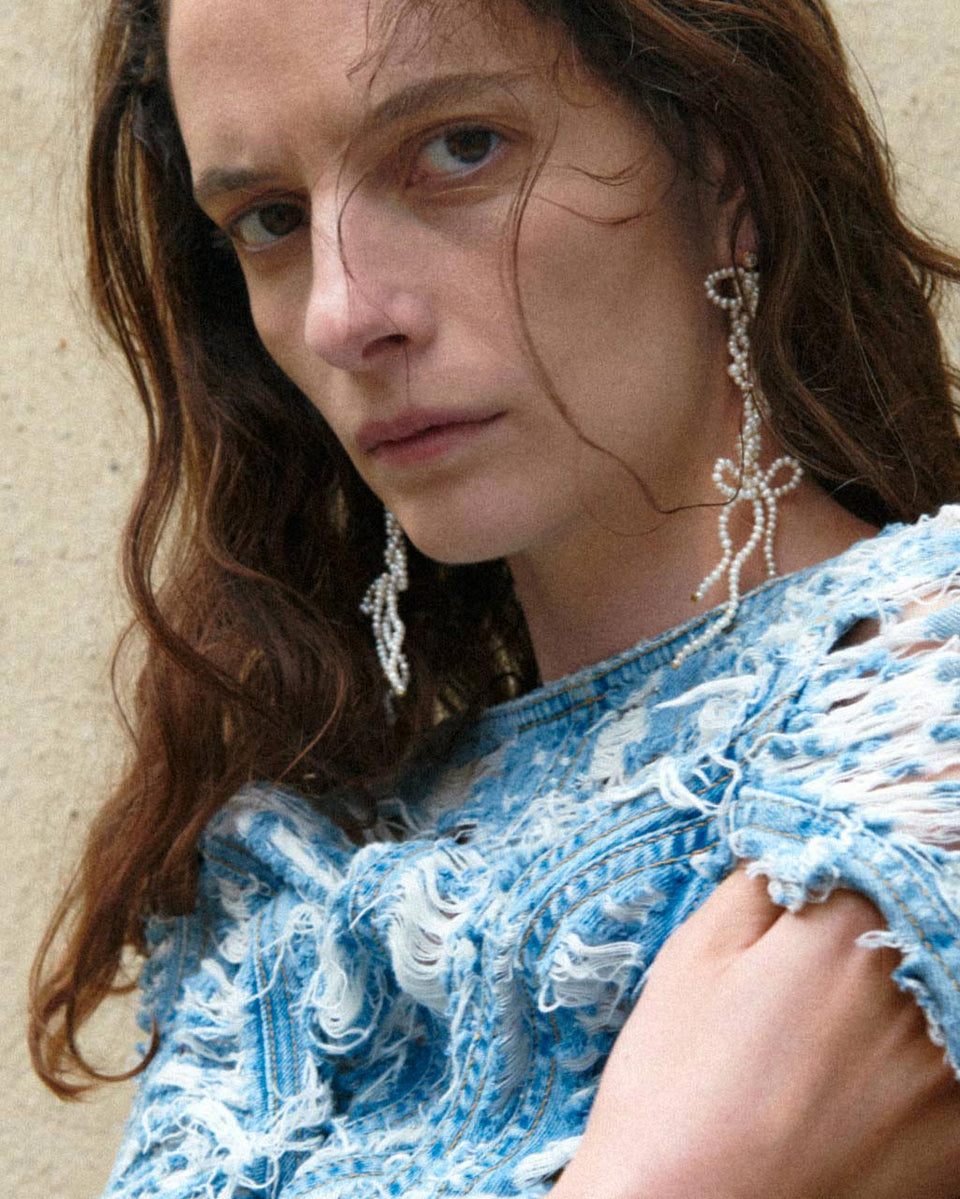 Une enquête sur les contradictions - Boucles d'oreilles en Vermeil d'Or Recyclé, Perles et Zirconia
