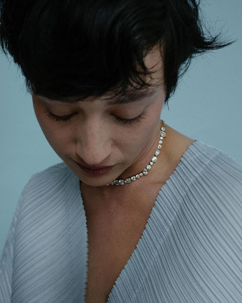 The Temporal Anomaly - Pearl and Zirconia Gold Vermeil Necklace