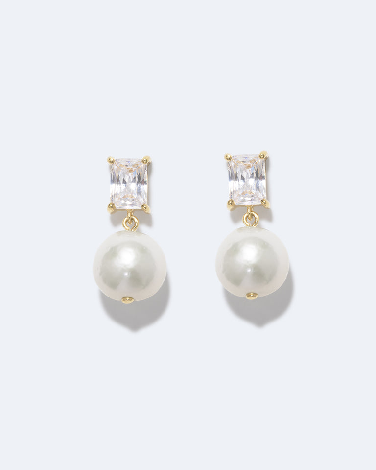 Concurrence - Pearl and Zirconia Recycled Gold Vermeil Earrings