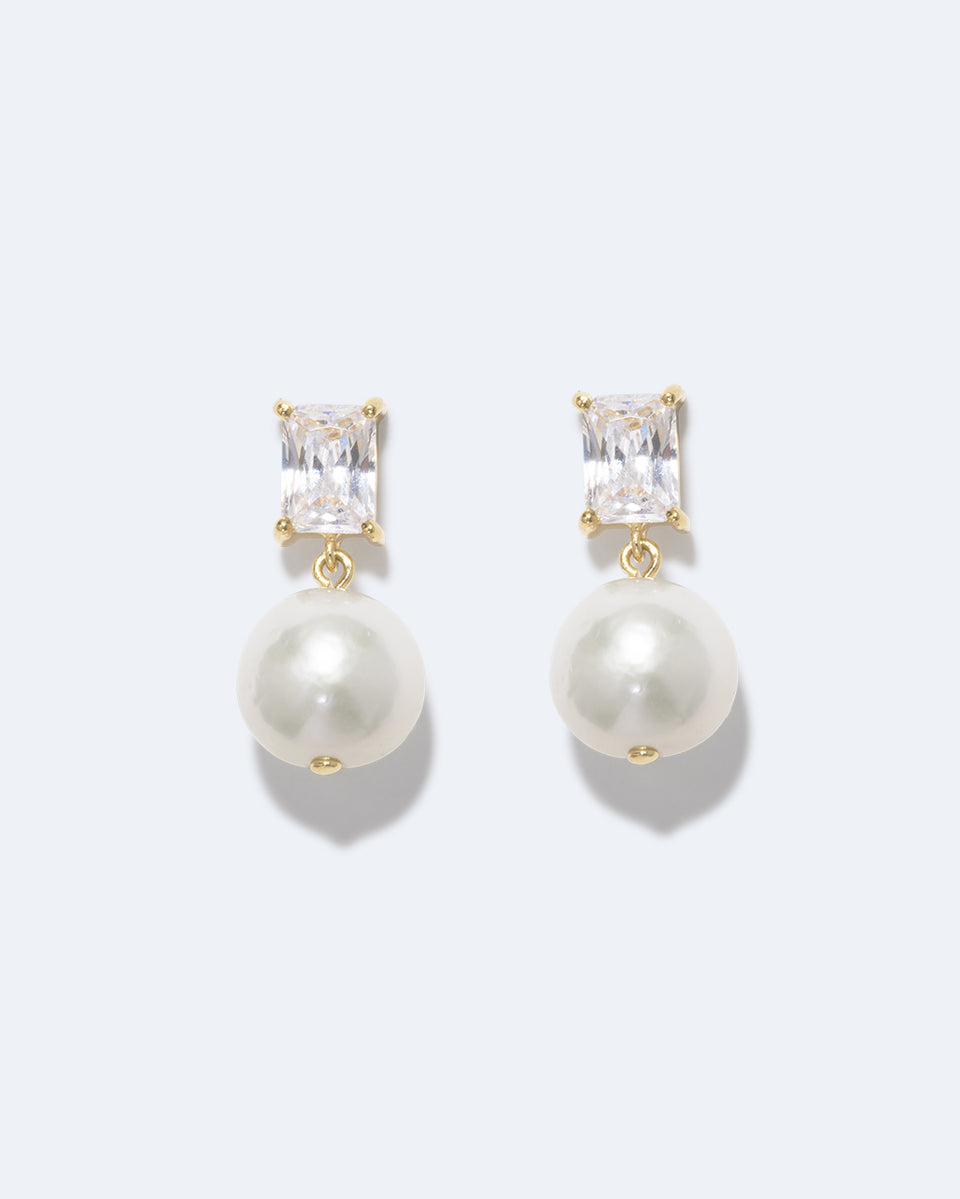 Concurrence - Pearl and Zirconia Recycled Gold Vermeil Earrings
