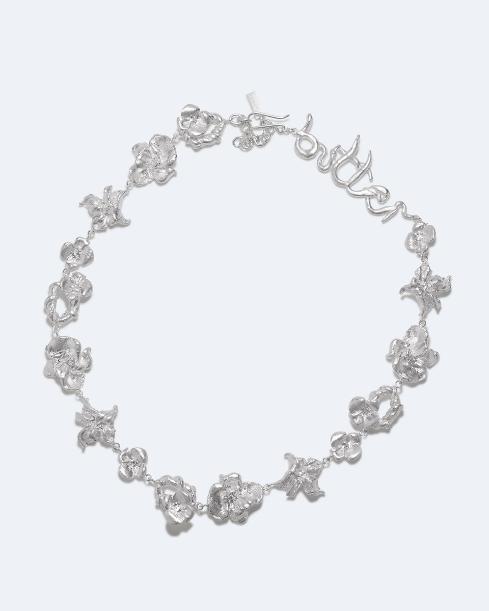 Time Passes Into Tributaries - Silver Plated Necklace