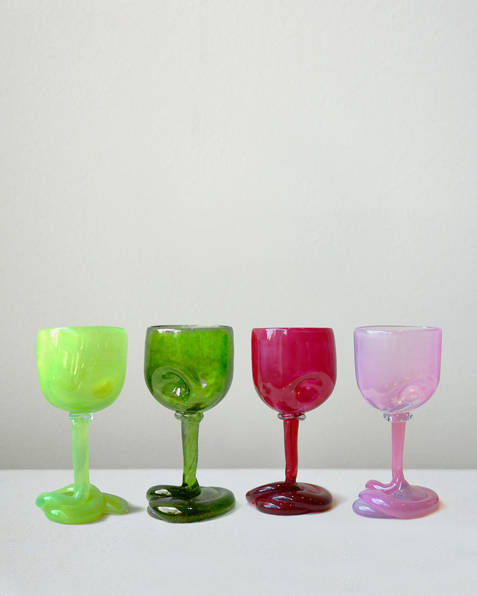 Thaw - Set of 2 Recycled Wine Glass in Acid Green