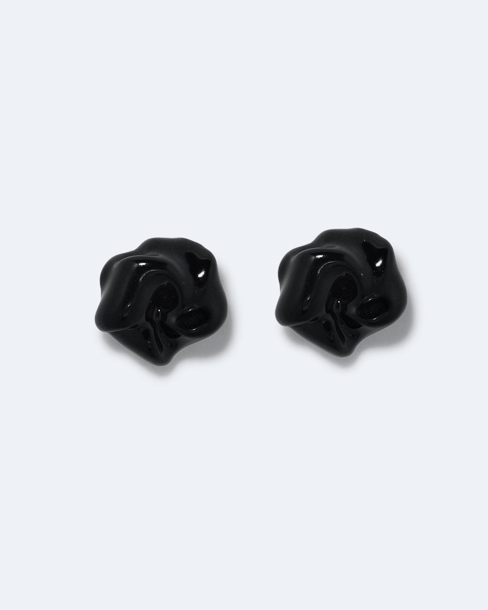 Les profondeurs du temps - Boucles d'oreilles en émail noir et argent recyclé