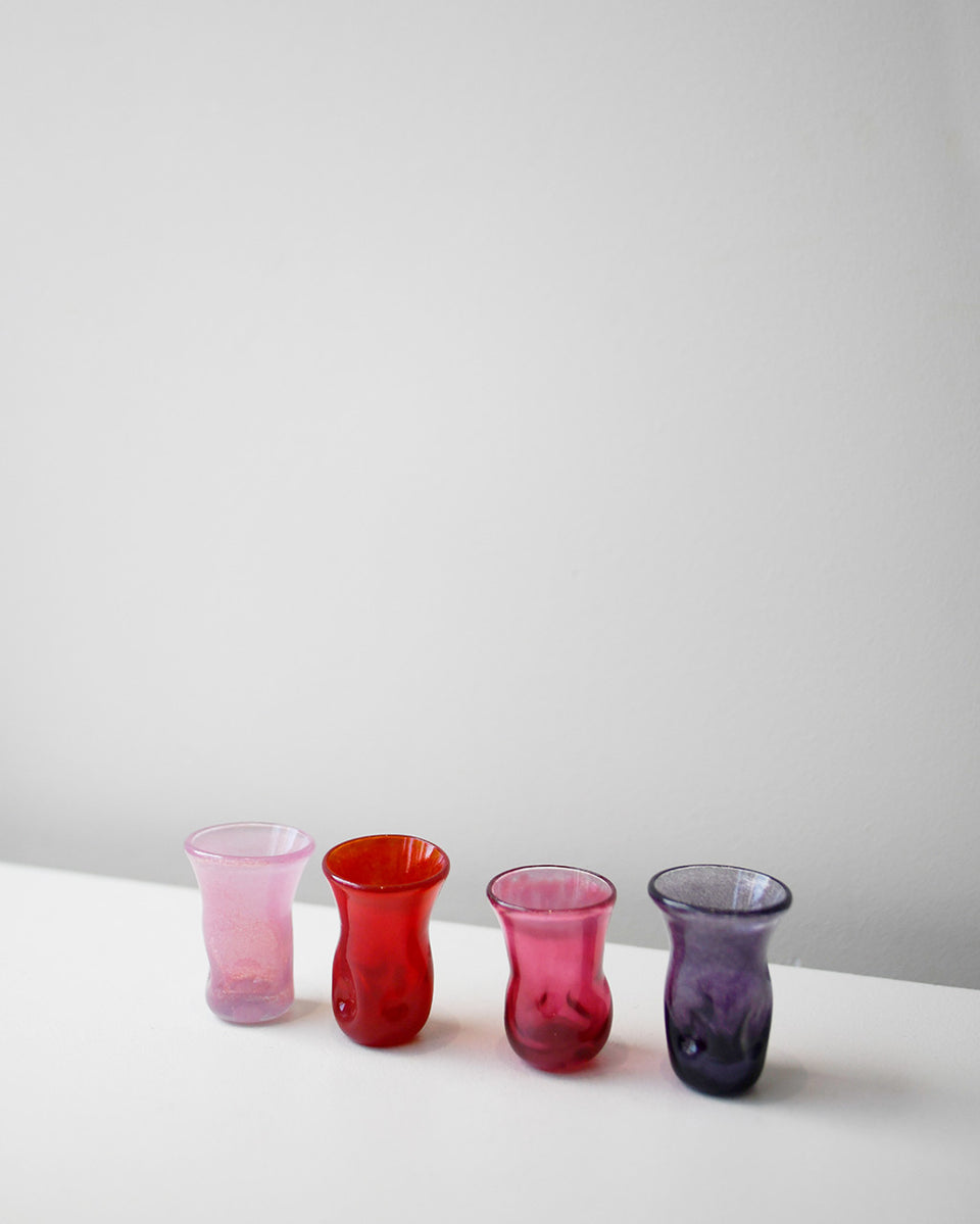 "Notsobig" Thaw - Set of 4 Recycled Tiny Glasses in Magenta/Pink/Purple/Red