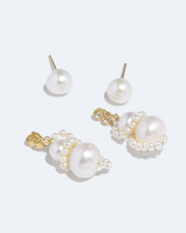 Our Last Night in Dover - Pearl and Recycled Gold Vermeil Earrings