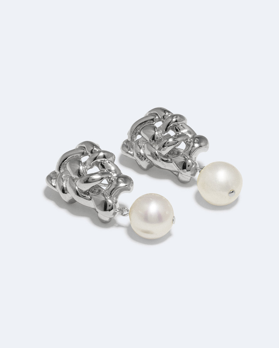 The Paths of Memory - Pearl and Recycled Silver Earrings
