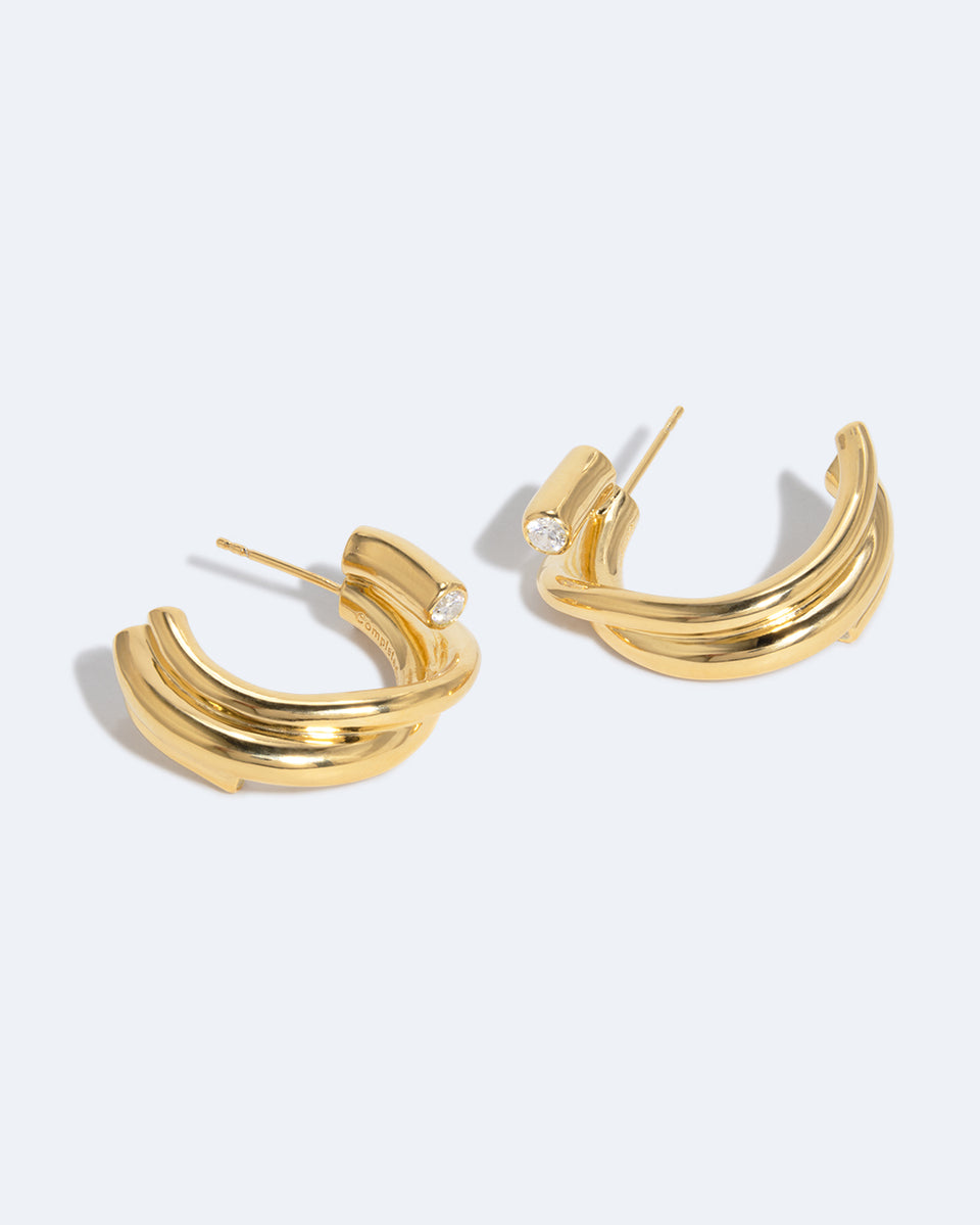 R2201 - Boucles d'oreilles en Zirconium et Vermeil en Or Recyclé