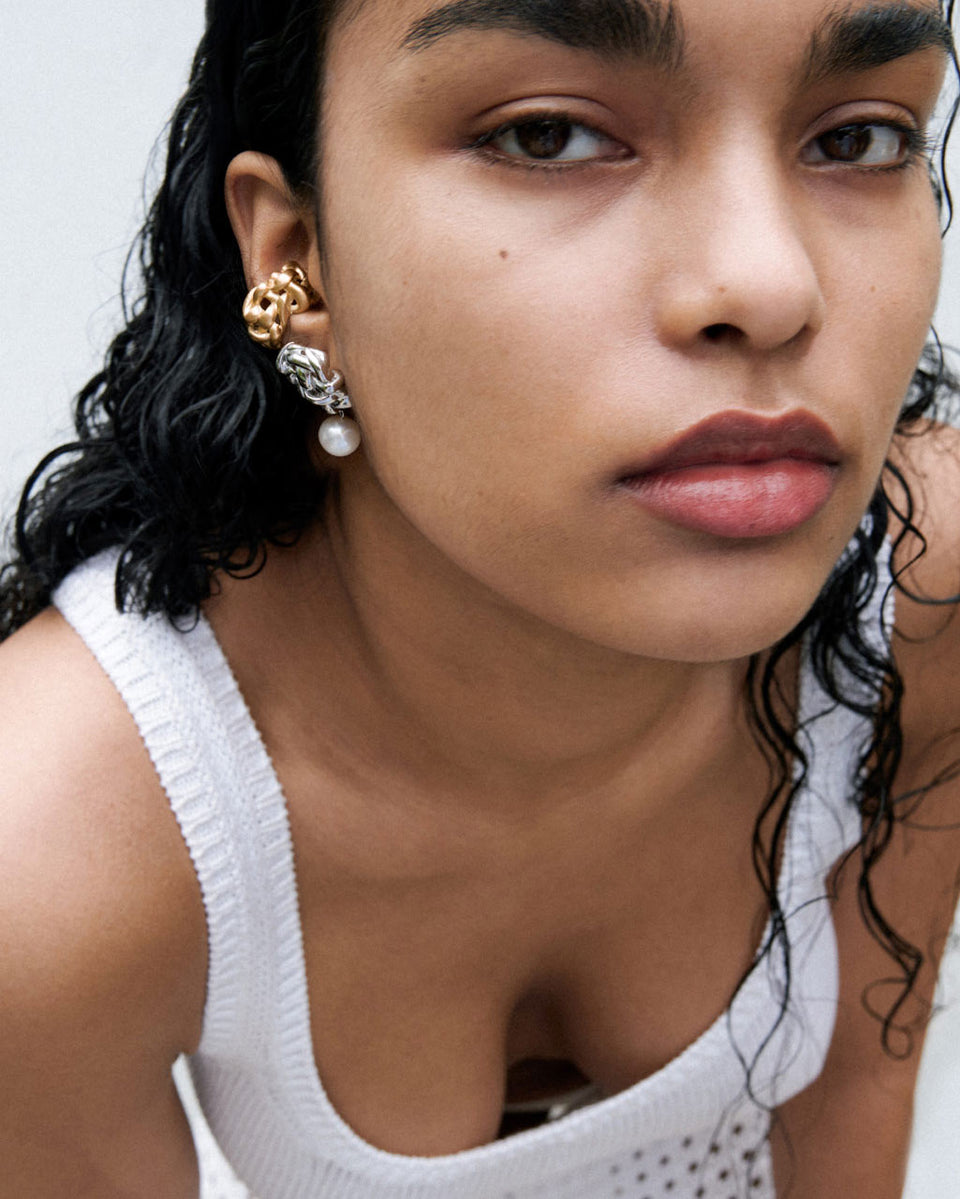The Paths of Memory - Pearl and Recycled Silver Earrings